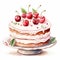 Realistic Watercolor Cake Illustration With Cherries And Icing