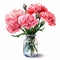 Realistic Watercolor Carnations In Glass Vase Clipart