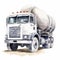 Realistic Watercolor Cement Mixer Truck Clipart With Unique Character Design