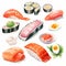 Realistic Watercolor Clip Art Sushi Set With Light And Shadow