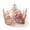 Realistic Watercolor Crown With Pink And Gold Crystals