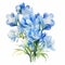 Realistic Watercolor Freesia Arrangement Clipart With Beautiful Blue Hues