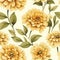 Realistic Watercolor Gold Flowers Seamless Pattern For Print