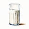 Realistic Watercolor Illustration Of Distorted Glass Of Milk