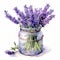 Realistic Watercolor Illustration Of Lavenders In A Jar