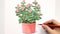Realistic Watercolor Illustration Of A Potted Pink Succulent