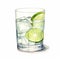 Realistic Watercolor Illustration Of A Refreshing Gin And Tonic With Lime And Ice