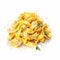 Realistic Watercolor Illustration Of Tagliatelle Pasta In Yellow Broth