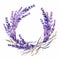 Realistic Watercolor Lavender Wreath Illustration