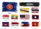 Realistic watercolor painting flag of ASEAN Association of Southeast Asian Nations and membership on isolated background . Vec