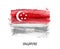 Realistic watercolor painting flag of Singapore . Vector