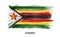 Realistic watercolor painting flag of Zimbabwe . Vector . Not auto trace . Use watercolour brush