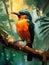 Realistic watercolor painting of a Kingfisher standing on a branch. Generative Ai