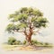 Realistic Watercolor Painting Of A Tree By Beatrice Potter