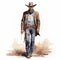 Realistic Watercolor Painting Of A Wild West Cowboy