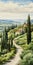 Realistic Watercolor Paintings Of Tuscan Countryside In Architectural Illustrator Style