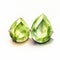 Realistic Watercolor Peridot Stud Earrings: Meticulous Design With Gentle Tones