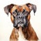 Realistic Watercolor Portrait Of Boxer Dog - Hyper-detailed Illustration