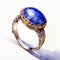 Realistic Watercolor Ring With Blue Sapphires And Gothic Influence