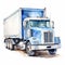 Realistic Watercolor Semi Truck Clipart With Subtle Shading
