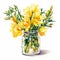 Realistic Watercolor Vase With Yellow Flowers: Hyper-realistic Animal Illustrations And Prairiecore