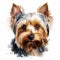 Realistic Watercolor Yorkie Dog Art With Detailed Facial Features