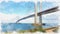 Realistic watercolour of the Humber Bridge Kingston Upon Hull