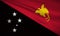 Realistic wavy flag of Papua new guinea background vector. Papua new guinea wavy flag vector