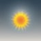 Realistic weather icon sunny halo on sky