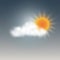 Realistic weather icons sunny with cloud