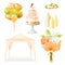 Realistic Wedding Elements Set