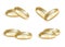 Realistic wedding gold rings set. 3d bands collection isolated on white background. Vector illustration.