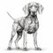 Realistic Weimaraner Drawing: Clean And Sharp Inking On White Background