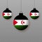 Realistic Western Sahara Flag with flying light balloons