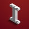 Realistic white 3d isometric letter I of the alphabet from constructor lego bricks. White 3d isometric plastic letter from the leg