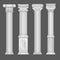 Realistic white antique roman column on transparent background