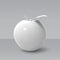 Realistic white apple isolated on grey background. 3D template for products, advertizing, web banners, leaflets. Vector