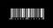 Realistic white Barcode icon on black background. Bar code icon