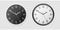 Realistic White and Black Wall Office Clock Icon Set. Design Template for Mockup, Graphics, Branding, Advertise. Wall