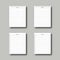 Realistic white blank lined papers with lines. Copybook paper sheets for text or message with date on grey background