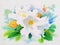 Realistic white flower of easter lily vine and green leaves