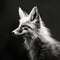 Realistic White Fox On Black Screen - Detailed Rendering By Kavko