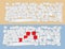 Realistic white keys of broken computer keyboard are sprinkled on table. Chaos and confusion in workplace. Vector for any color of