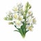 Realistic White Lily Bouquet Illustration On White Background