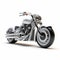 Realistic White And Silver 3d Motorcycle On White Background