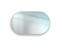 Realistic wide mirror for bathroom. Oval shaped reflective blurry surface. Wall glossy decoration. Minimalistic interior