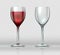 Realistic wine glasses. Transparent isolated wineglass with red wine, 3D empty glass cup for cocktails. Vector winery