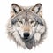 Realistic Wolf Head Illustration On White Background