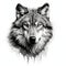 Realistic Wolf Head Portrait In Black And White