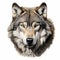 Realistic Wolf Head Stock Photo: Detailed Wildlife Portrait